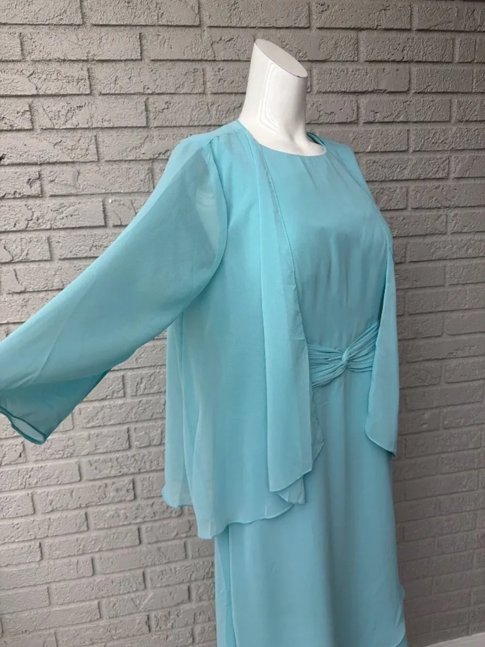 AW Bridal Mother of the Bride 2PCS Chiffon A-Line Dress Jacket Set Size 12